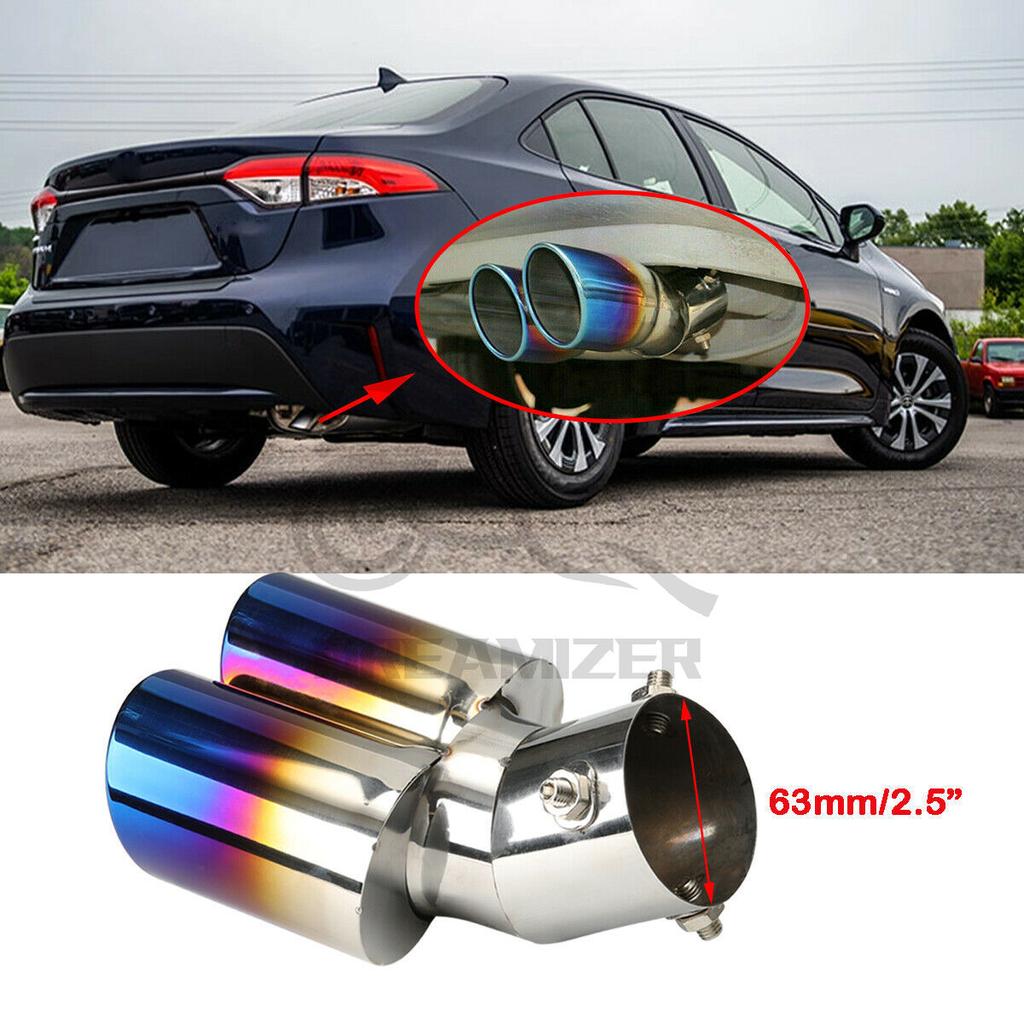 Interface 63mm Single/Dual Outlet Universal Car Exhaust Tip Stainless Steel Auto Muffler Tail Pipe Car Accessories for