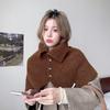 Winter Pullover Split Shawl Sweater for Women Knit Solid Color Turtleneck Scarf Casual Wear Cape Windproof Shoulder Wrap