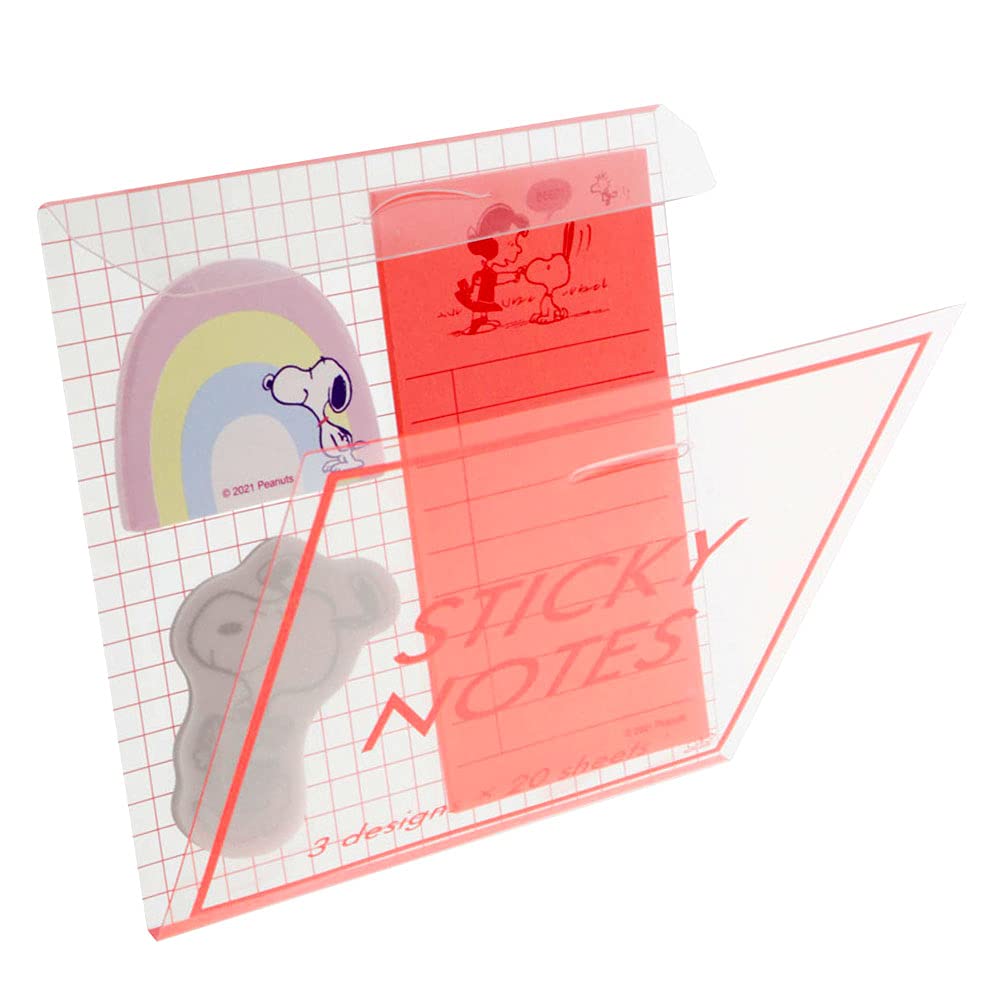 Sunstar Stationery Snoopy Sticky Notes in Clear Glitter with S2831589 Case, Pink,