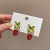 Sweet Red Strawberry Bowknot Drop Earring for Women Cute Resin Fruit Cake Earring Wedding Jewelry Aesthetics Accessories