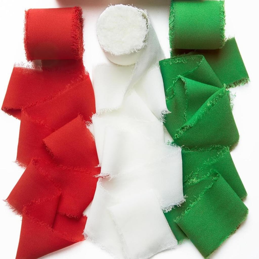 3 Roll/set 5m Frayed Edged Satin Handmade Chiffon Silk Ribbon For Wedding Invitation Bouquets Birthday Party DIY Decoration Gift