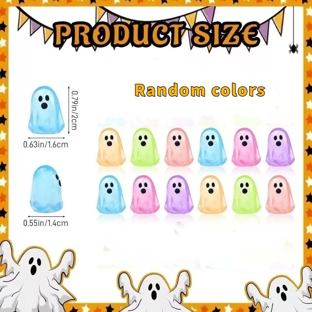 12 PCS/SET Transparent Glow in The Dark Ghosts Resin Creative Mini Ghost Figurines Cute Ghost Ornaments Gift