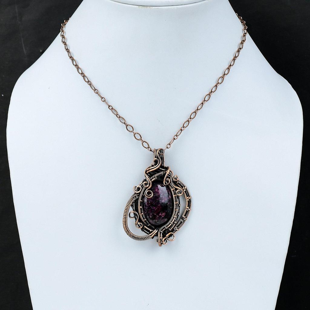 Eudialyte Pendant Copper Wire Wrapped Pendant Handmade Copper Jewelry Gemstone Pendant Gift For Women Eudialyte Jewelry Birthstone Pendants
