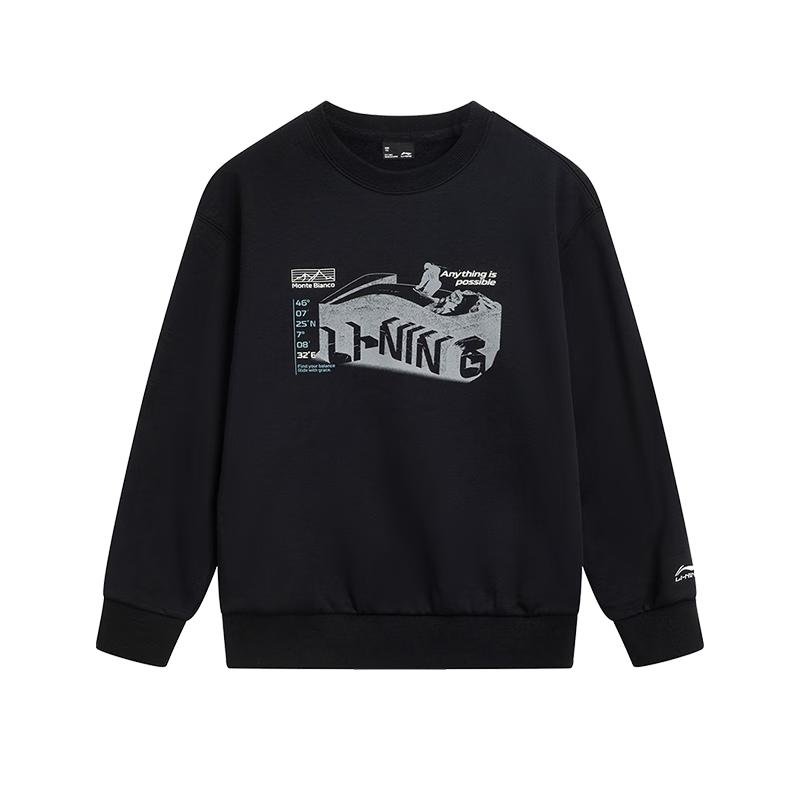 LI-NING Boys Fleece Lined Anti-Bacterial Pullover Sweatshirt 140