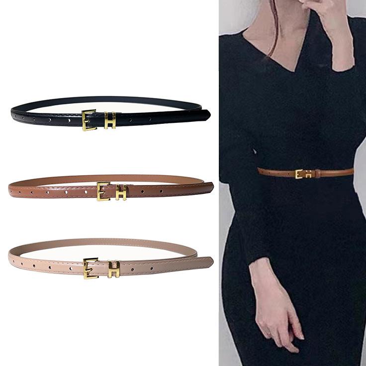 The H-buckle Letter-shaped Small Belt for Ladies Is Versatile, Fashionable and Has An Ins Style Decoration. It Is A Slim Waist Belt for Women