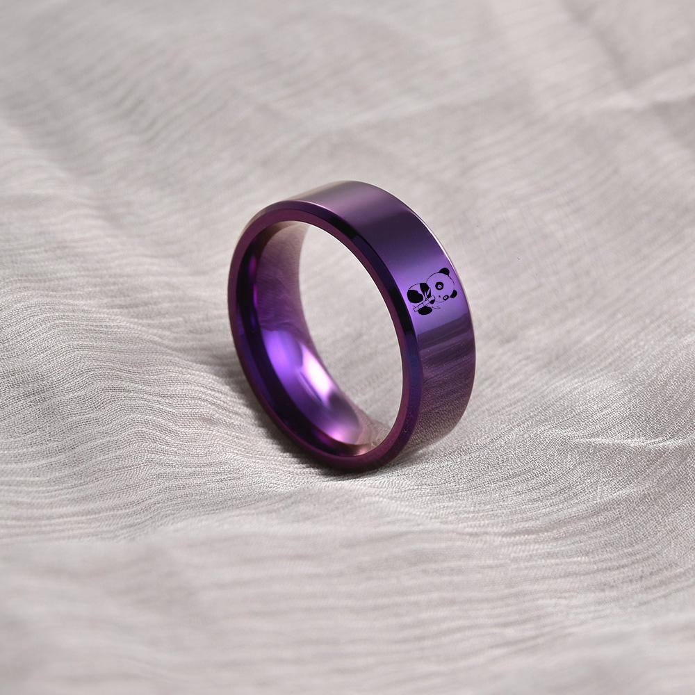 Purple Stainless Steel Finger Rings Cute Panda Ring For Men Women Animal Ring Wholesale Dropshipping
