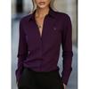 Camicia da Donna Stampata a Maniche Lunghe Moda Revers Casual Quotidiana Top da Donna