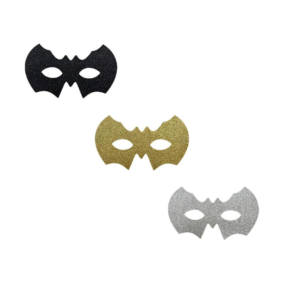Halloween Glitter Half Face for Costume Party - 3 Pack Assorted Colors