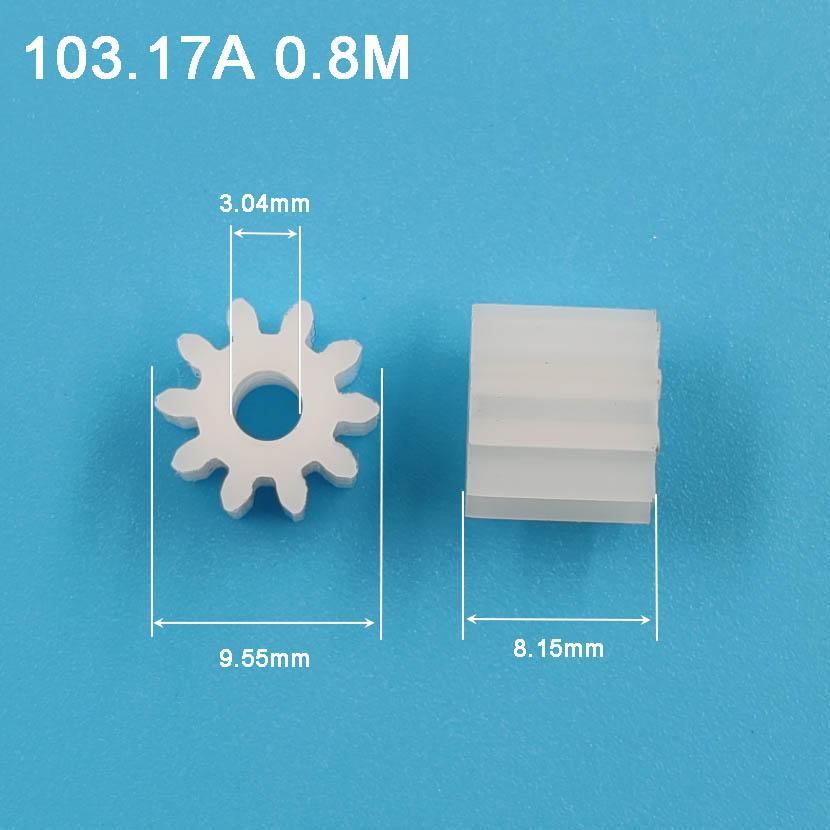 10T 0.8M Spur Gear OD=9.6mm 10 Teeth Customize Hole 3mm 3.17mm 5mm Plastic POM Pinion 103B 105A