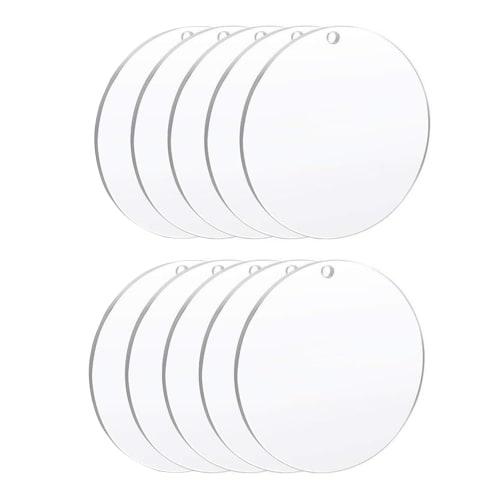 Stoooduo Acrylic Sheets, Clear Acrylic Sheets (10 Sheets), Acrylic Keychains, Round Acrylic Sheets, Signs, Keychains, Ornaments, Displays, Craft Mater