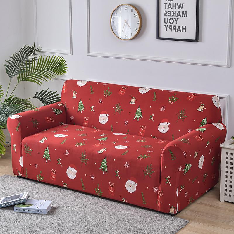 Christmas Sofa Protective Covers Living Room Elastic Living Sofa Slipcover Stretch All-inclusive Dining Chair Slipcover Couch Cover 1/2/3/4 Seater