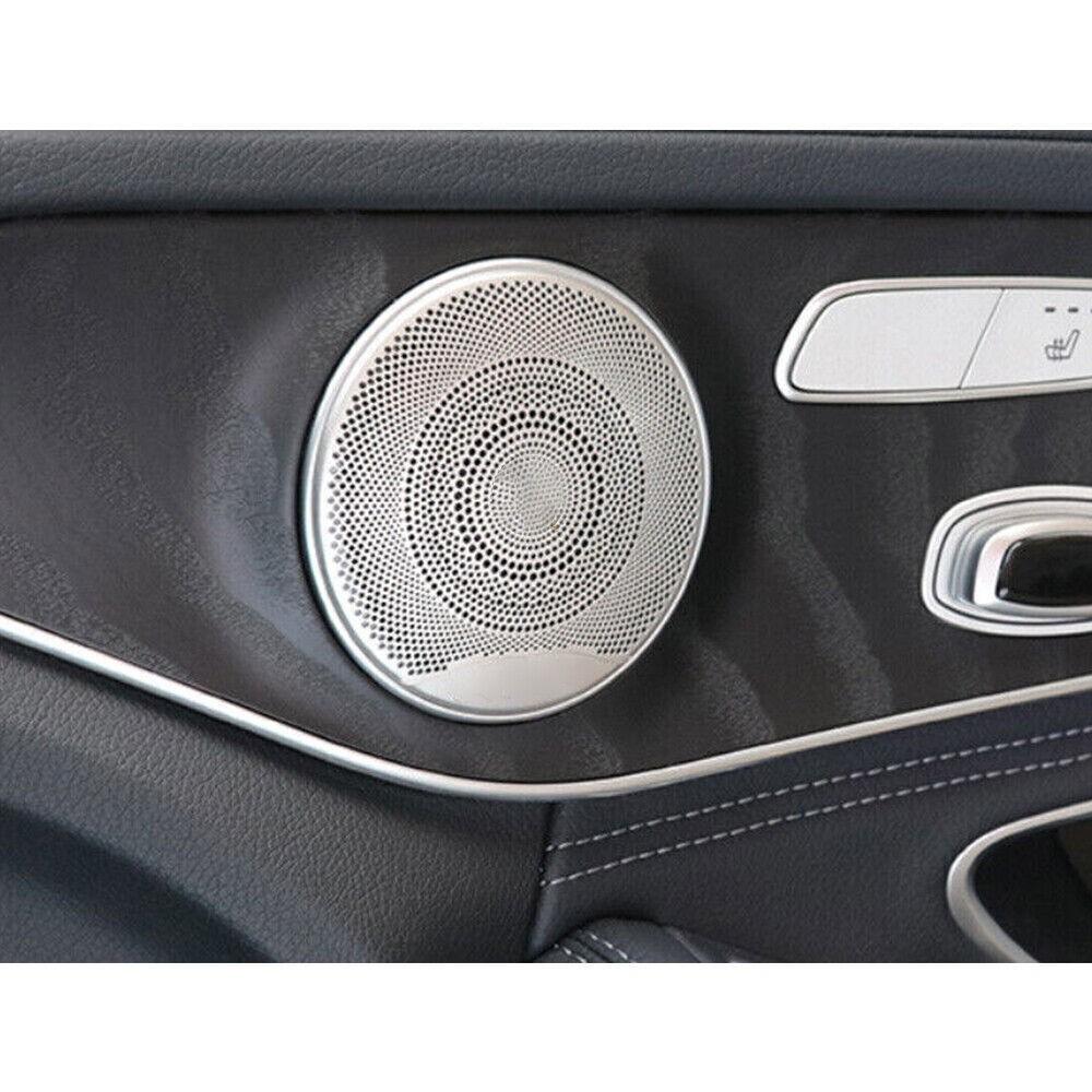For Mercedes-Benz GLC 2016-2022 Silver Steel Inner Door Speaker Frame Cover Trim