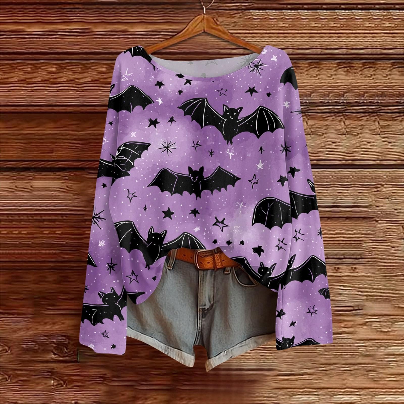 

Long Sleeve Shirts For Women Print Graphic Tees Blouses Casual Plus Size Basic Tops Pullover XXL