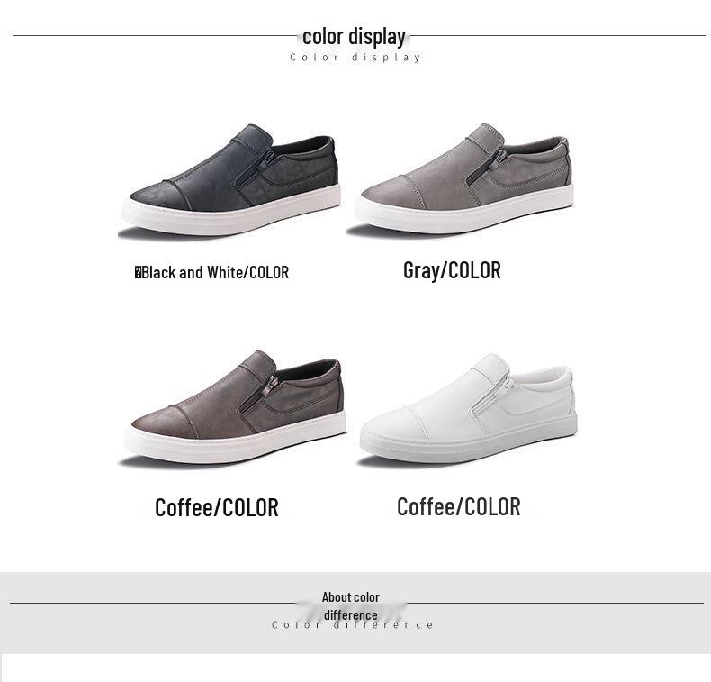 Korean Style Men's Breathable Leather Low-Top Casual Shoes - Soft Sole & Versatile Design for Spring/Summer.