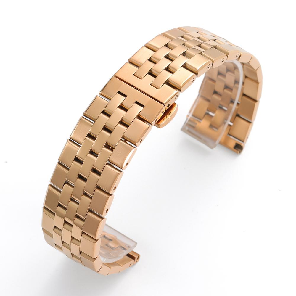 Edelstahl Fünf-Perlen-Uhrenarmband 20mm 22mm Solide Faltschließe Universelles Taucherarmband Herren Damen Uhrenzubehör
