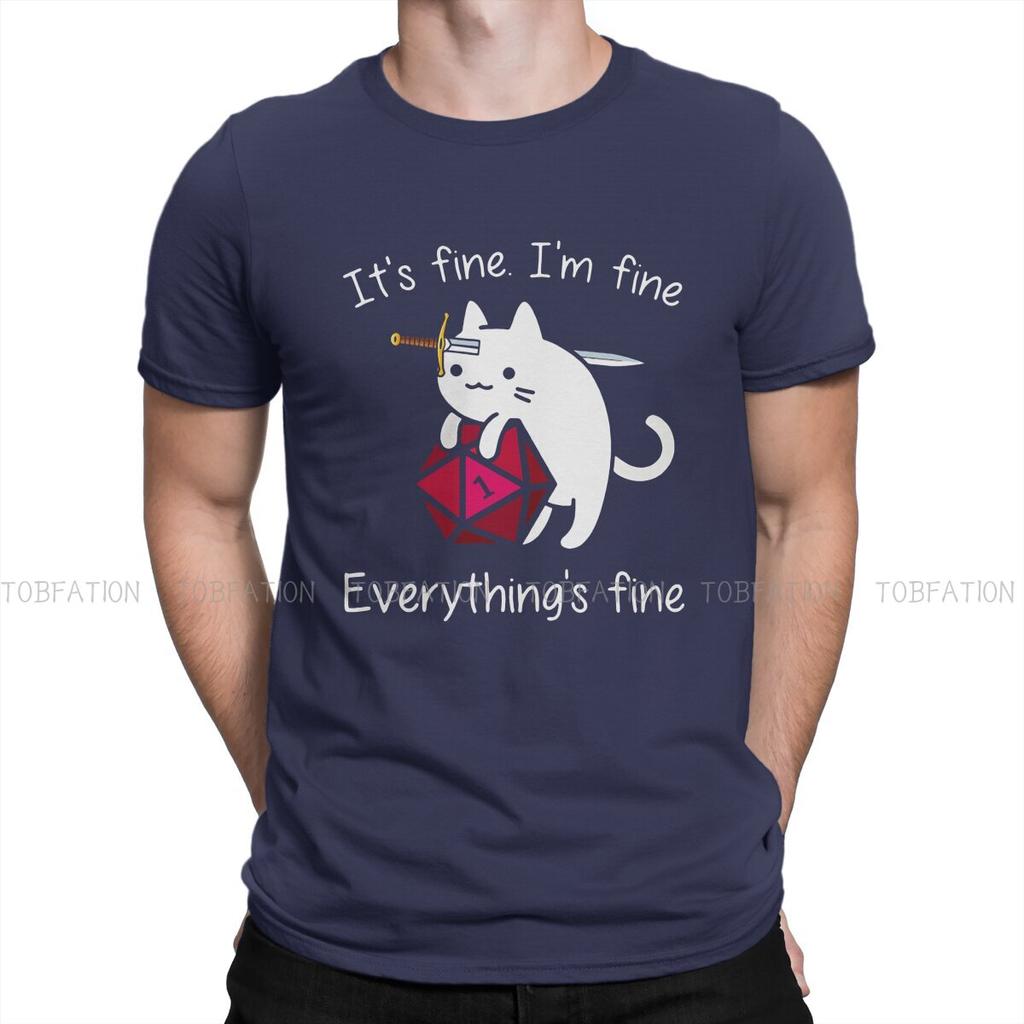 It's Fine I'm Fine DND Men T Shirt Cotton Gothic Crewneck Tee Shirt Harajuku Clothes