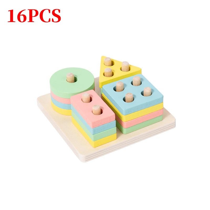 Wooden Geometric Shape Sorting Stacking Early Education Toy For Toddlers Color Recognition And Cognitive Development