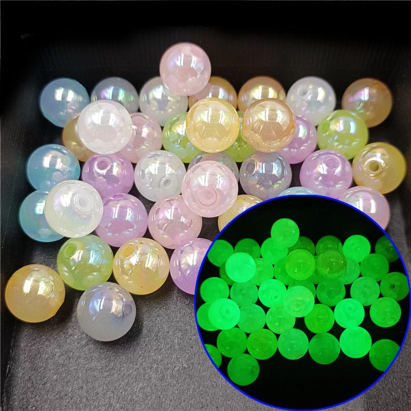 

100 шт. 10/12/14 мм круглые бусины, ожерелье, аксессуары, браслет, материал из бисера, светящийся УФ-блеск, желейный цвет, сделай сам, акрил 12mm разноцветный