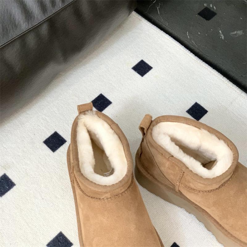 Thick-soled snow boots Sangpo Village 2025 new winter fur integrated short tube heightening thickened warm cotton shoes outer wear