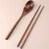 2pcs/set of Wooden Spoon and Chopstick Set, Wooden Cutlery Set, for Home Kitchen Outdoor Restaurant Hotel, Kitchen Supplies