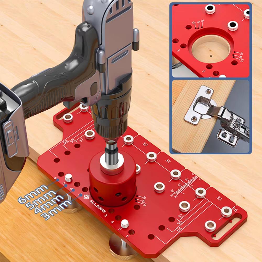 2 In 1 Jig Woodworking Hinge Drilling Locator Door Handle Shelf Pin Drilling Guide Jig Hinged Cabinet Door Hole Puncher