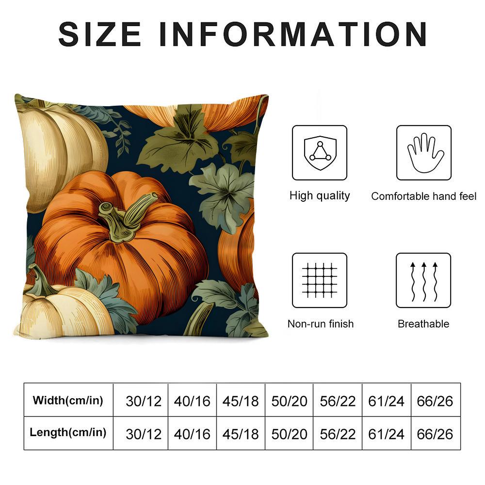 Pumpkin Cushion Cover Pillowcase Ultra Soft Skin Friendly Fabric Cloud Like Comfort & Concealed Zipper