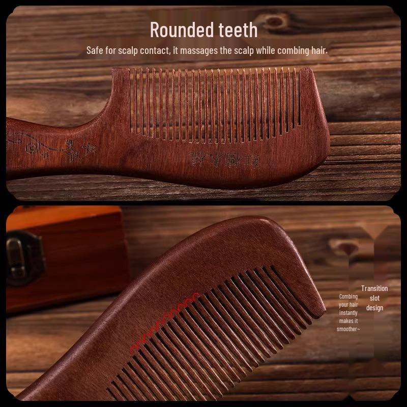 Anti-Static Pear & Peach Wood Comb: Hair Loss Prevention for All Genders