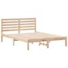 Brown Bed Frame with Headboard 140 X 190 Cm Solid Pine Wood