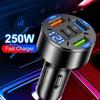 250w 5-in-1 Pd Qc3.0 Car Charger Fast Charging Usb C For Iphone Samsung Galaxy  Ipad Pro Multi-port Cigarette Lighter Adapter