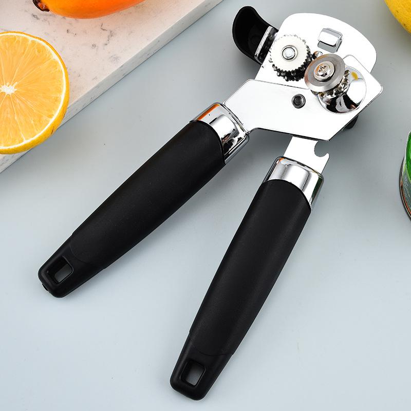 Manual Stainless Steel Can Opener, Effort-Saving, Three-in-One Multifunctional Tool for Canned Food.