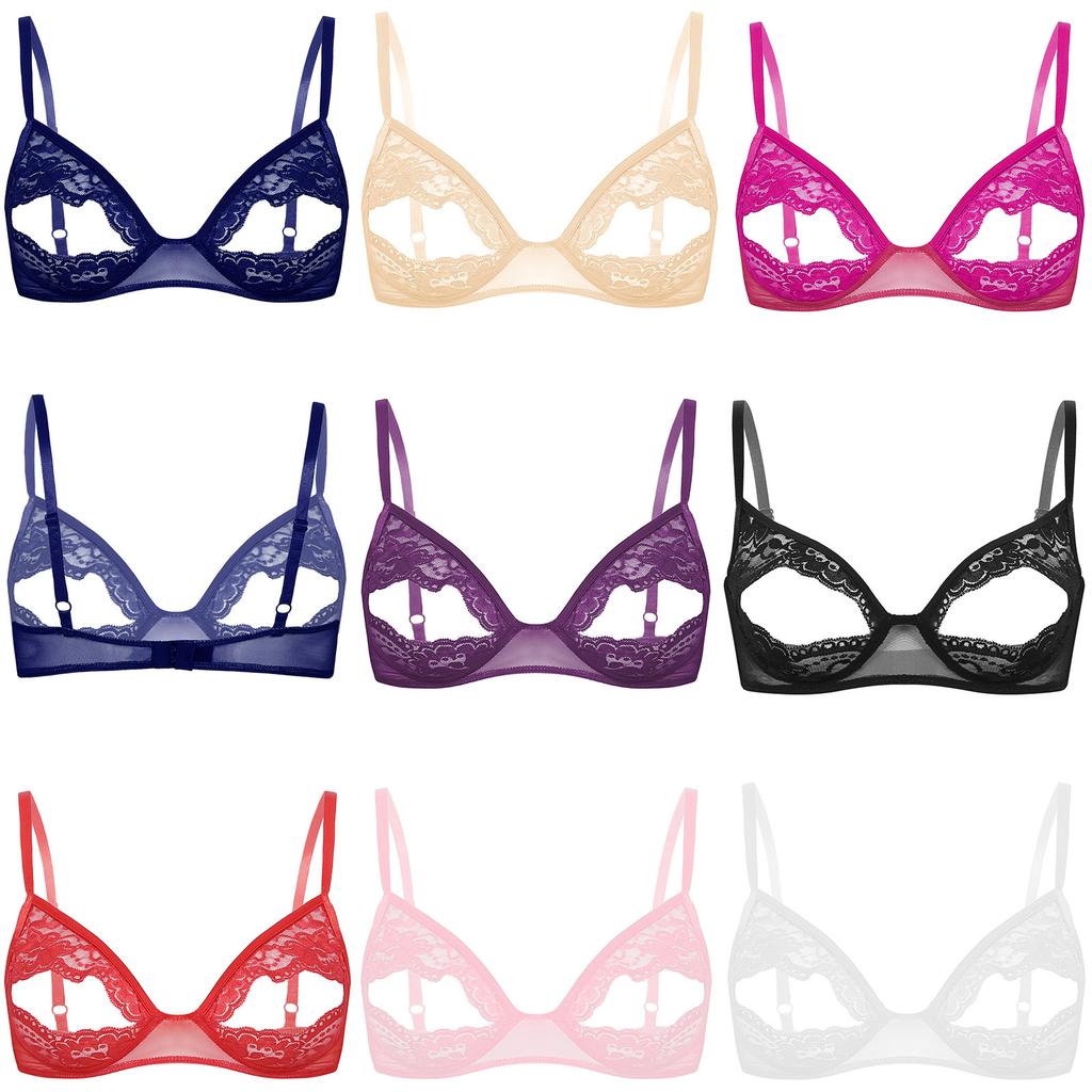 Reggiseno in pizzo floreale da donna, intimo push up con ferretto