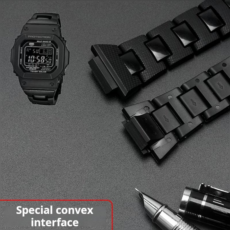 Black Bracelet For Casio G-shock DW-6900 DW9600 DW5600 GW-M5610 GA-2100 Men Series Watch Strap Plastic Steel Watchband 16mm Band