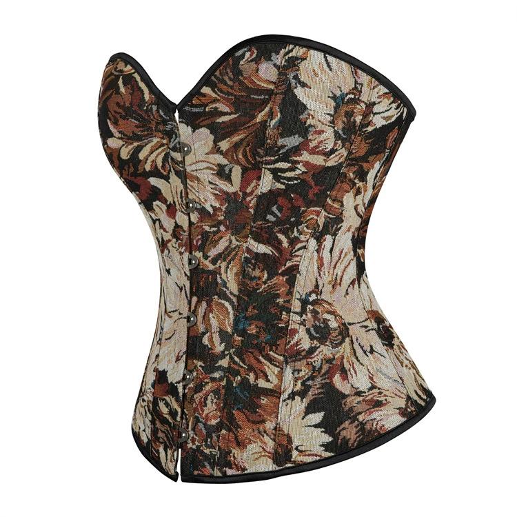 JYL TS coffee colored petal painted palace corset, beauty body support, chest shaping clothing