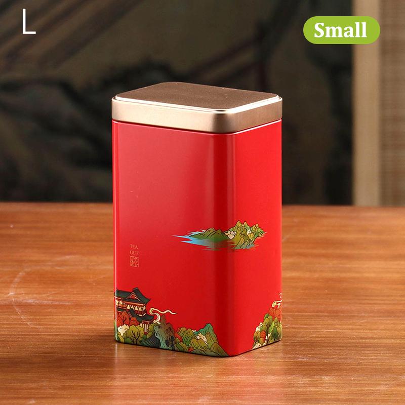 Tin Plate Storage Box Sealed Tea Caddy Small Square Coffee Jar Tea Leaves Container Cans Small Tinplate Spices Storage Boxes