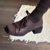 Fashion New Women Heeled Shoes Elegant Square Toe Chunky Loafers Designer 2025 Winter Office Shoes Casual Woman Sneakers Lace Up Zapatos