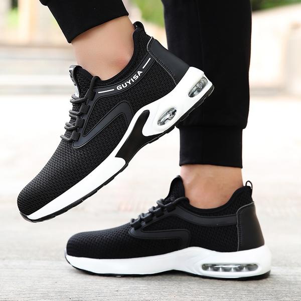 Modische leichte Stahlkappen-Sicherheitsschuhe aus Kevlar-Faser, atmungsaktive Deodorant-Stahlkappen-Arbeitsschuhe für Herren, Übergröße 36–48