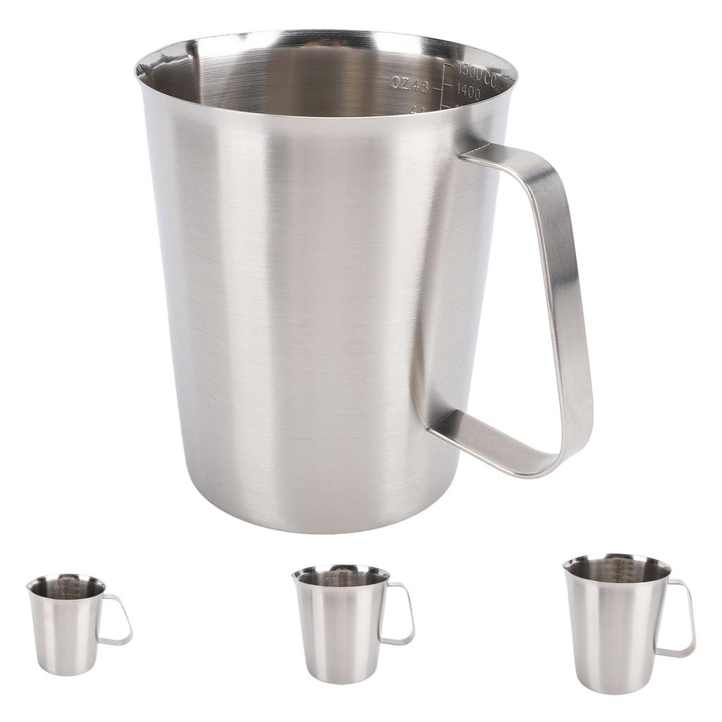 Measuring Cup with Markings Spout 304 Stainless Steel Easy to Clean Milk Frothing Pitcher for Coffee Kitchen