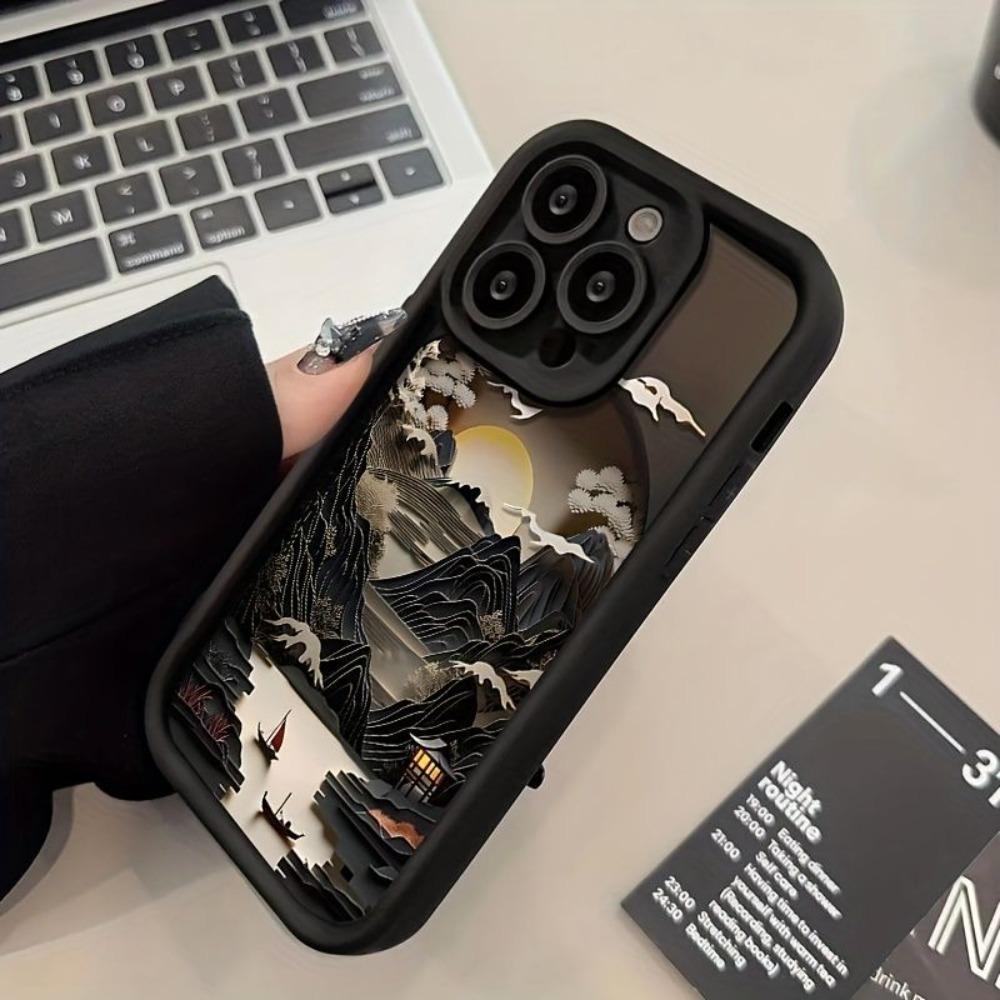 Silicone Shockproof Phone Case for IPhone 16 15 14 Pro 14 15 16 13 12 Pro Max 14 15 16 Plus Landscape Print Devise Fashion Cover