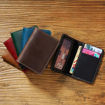 Męska Retro Crazy Horse Skórzana Torba Na Karty Wielofunkcyjne Etui Na Karty Identyfikacyjne Krótkie Ultra Cienkie Etui Na Prawo Jazdy