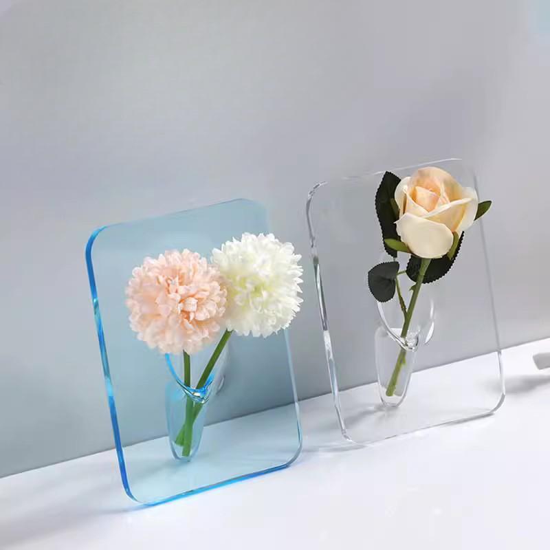 Kreative Kunst Acryl-Fotorahmen Vase Hydroponische Blumenarrangements Transparente Vase Büro B&B Dekoration