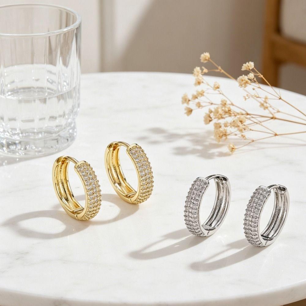 Ear Jewelry Zircon Hoop Earrings Temperament Women Sparkling Earrings  Daily Wear