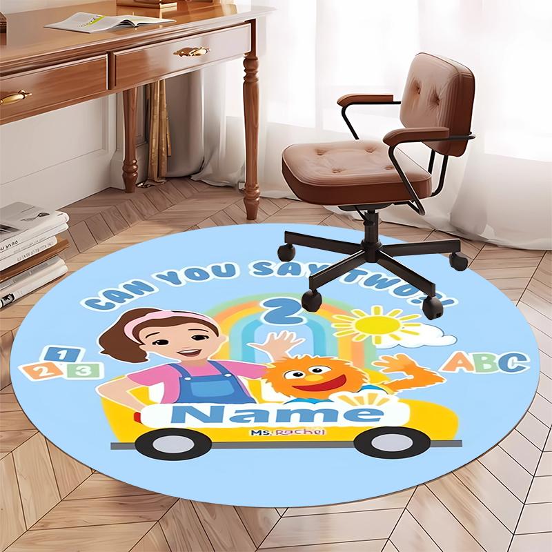 Custom Name Ms. Rachel Printed Round Rug Carpet Chair Rug Area Rug Entryway Doormats,for Office Chair Living Room Bedroom Kitchen Room.
