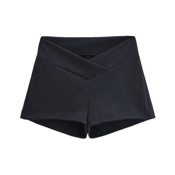 

Women s High-Waisted Slim-Fit Khaki Sports Shorts: Body-Hugging, Solid Color, Ideal for Casual Wear, Spicy Girl Style. S for 40-45kg чёрный