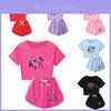 Kpop Demon Hunters Print Kinder Pyjamaset met Korte Mouwen en Korte Broek Gemaakt van Katoen voor Kinderen en Tieners
