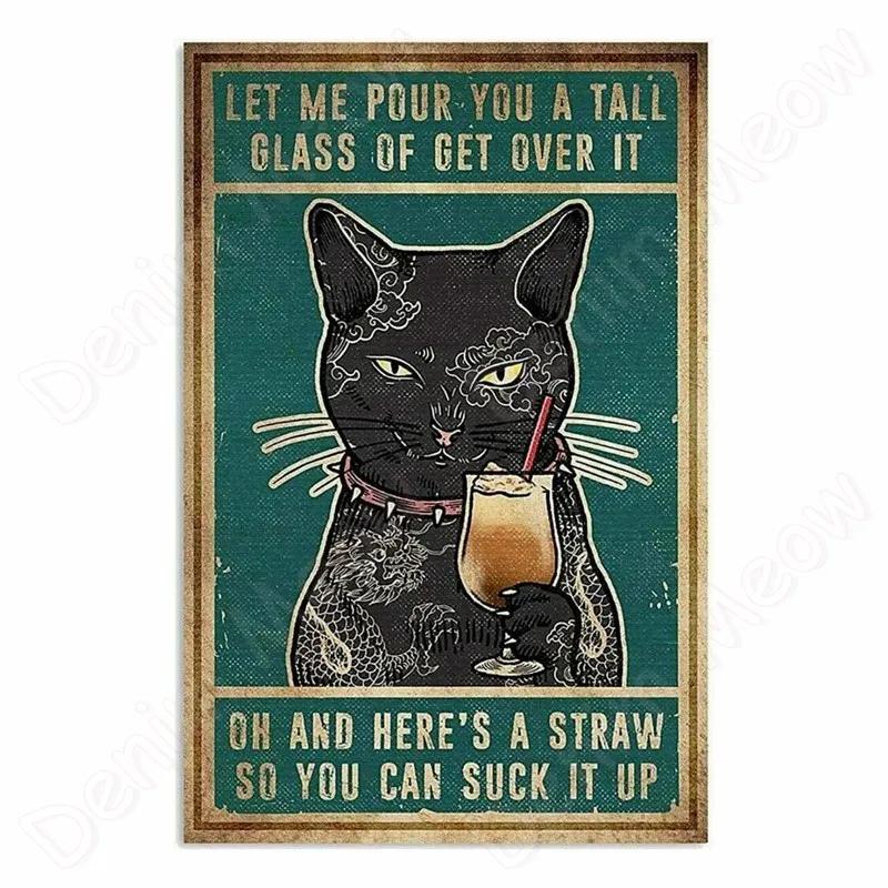 Vintage Bulldog Tin Sign for Home Wall Decor, A Woman Cannot Survive On Wine Alone, Funny Cat, Dog Metal Sign, Bar Decor