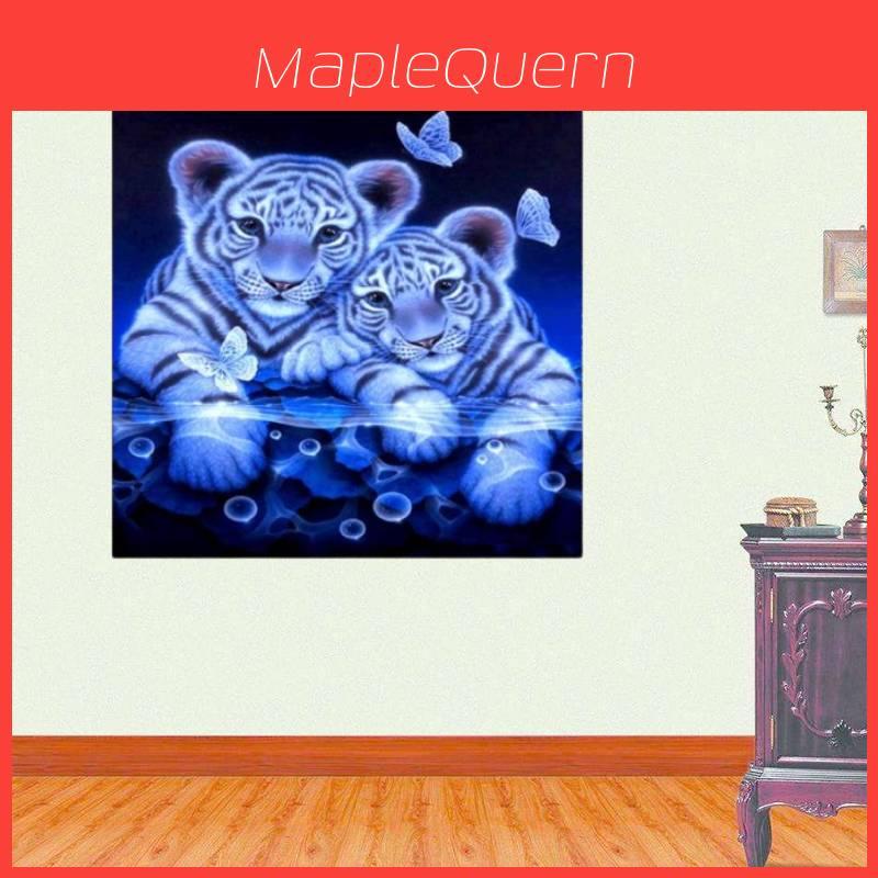 Exquisite Diy Painting Full Circular Tigers Butterfly With 3d Embroidery For Elegant Home Decor