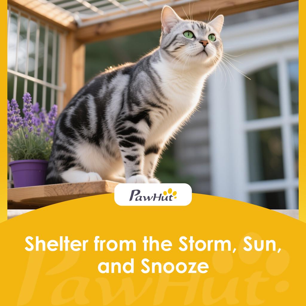 Outdoor Cat House Insulated with Openable Roof, Weatherproof Feral Cat Shelter for Rabbits, Cats, Grey