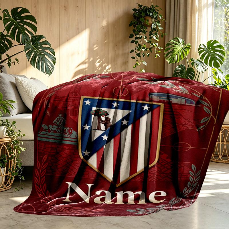 Individualizuotas su vardu Atletico Madrid spaudinio pledas, namų dekoras, miegamasis, sofa, stovyklavimas, svetainės sofa, dovanos gimtadieniui, Kalėdoms