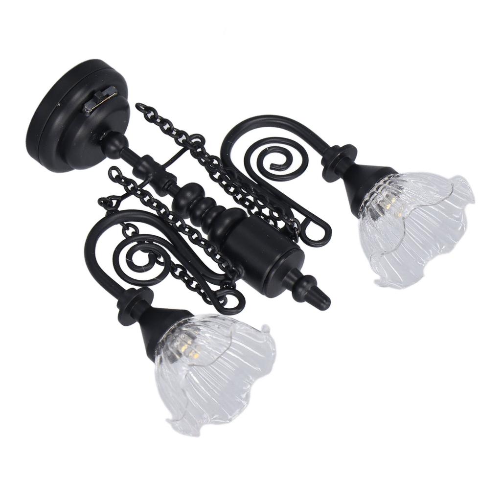 Ceiling Light Multipurpose Retro Exquisite Simulation Innovative Double Hd Flower 1:12 Scale Miniature Ceiling Lamp