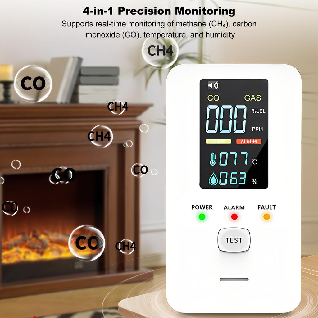 Ultra Sensitive CO Detector Plug in with LED Color Display Rv Methane Gas Detector for Home Kitchen Hotels RV Apartment Travel